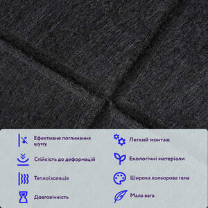 Звукоізоляційна панель 300х300х9мм Чорна SW-00002700